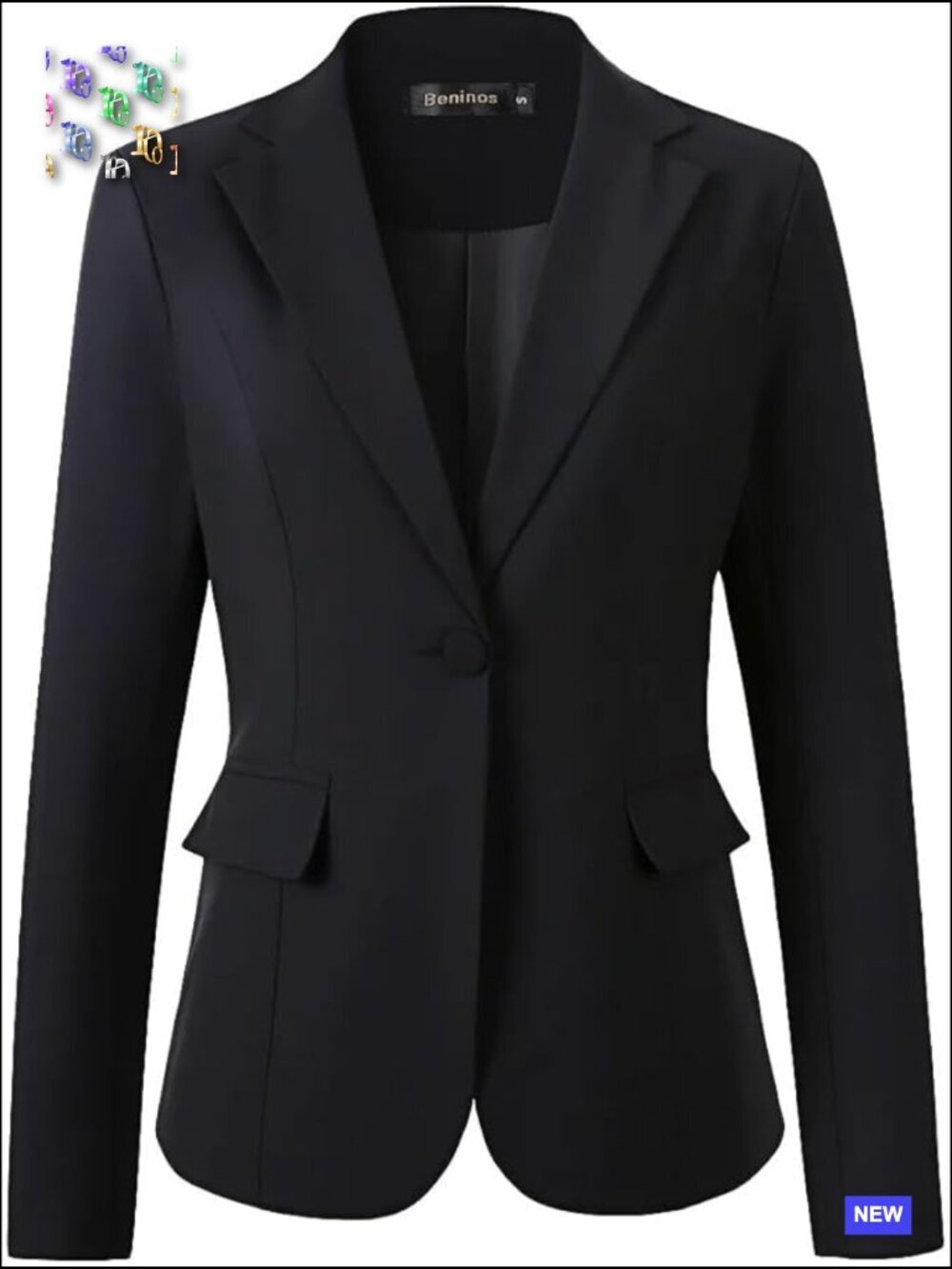 Classic Notch Lapel Blazer Regular Fit Business Casual Office Wear Polyester